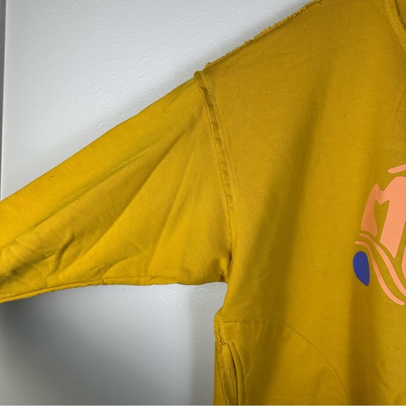 FREE PEOPLE Movement Boho Granola Hip Women M Yellow Logo Metti Crew Sweatshirt - Picture 6 of 10